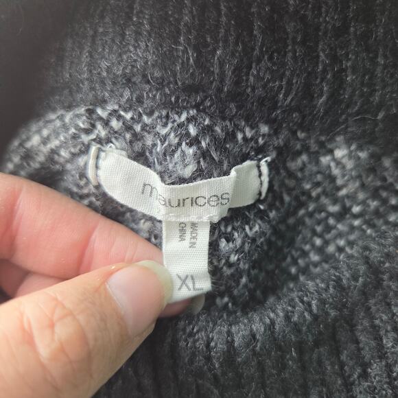 Maurices Womens Black Gray Fair Isle Mock Neck Sweater XLarge Cabin Winter Cozy - Picture 3 of 8